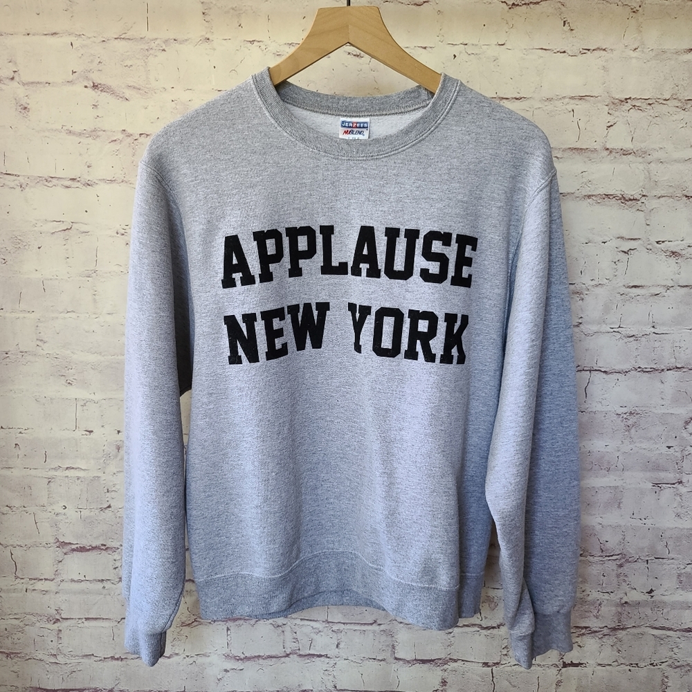 Jerzees Applause New York Heather Grey Fleece Lined Crew Neck Sweatshirt Small